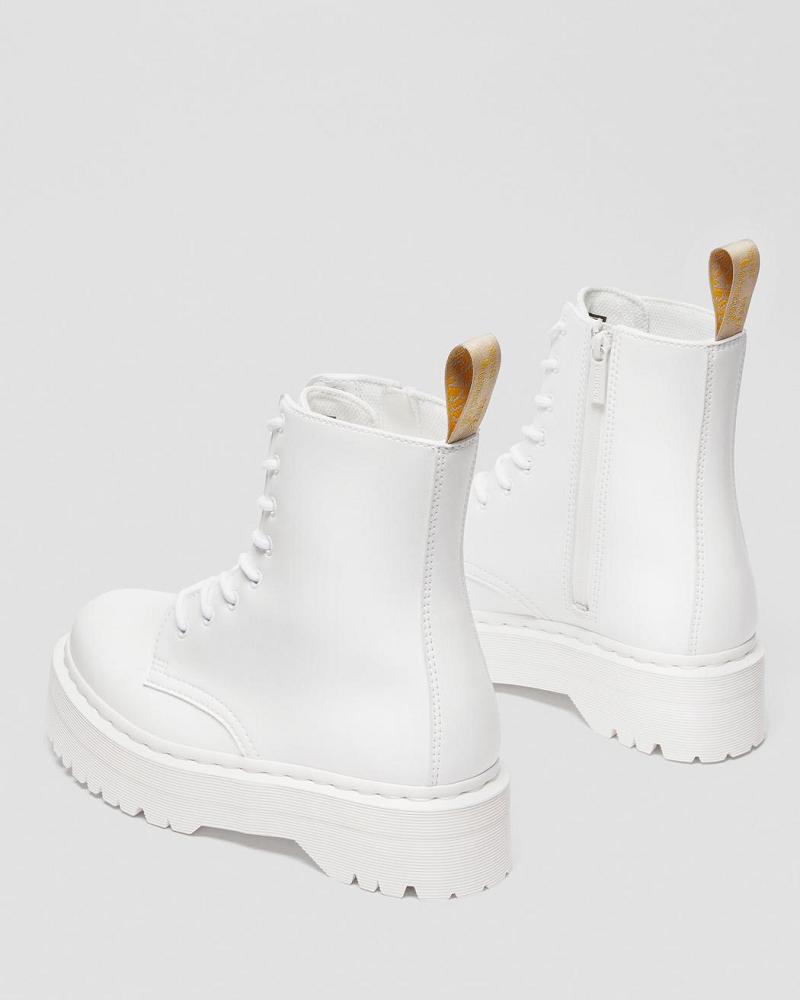 Dr Martens Vegan Jadon II Kemble Mono Platform Støvler Dame Hvide | DK 261SGL